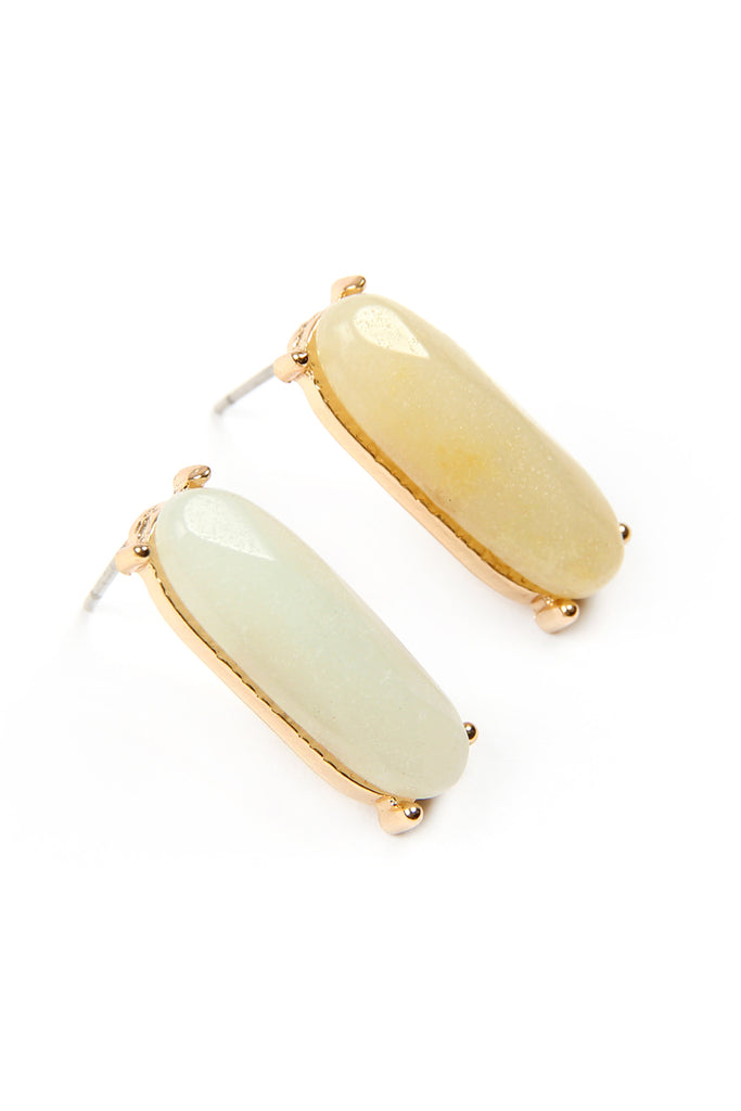 NATURAL STONE OVAL POST EARRINGS