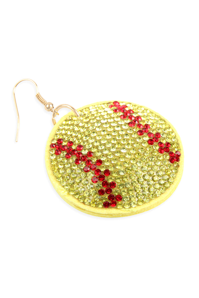 26692 - SUEDE CRYSTAL SOFTBALL EARRINGS