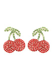 SUEDE CRYSTAL RED CHERRY DROP EARRING