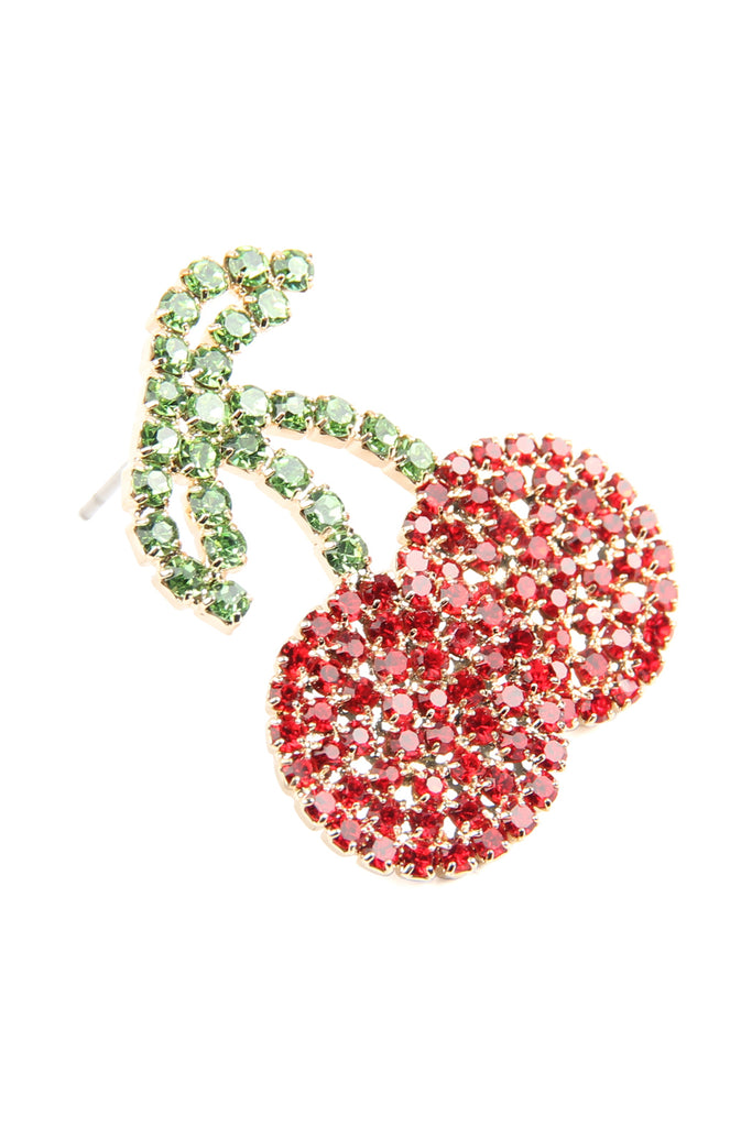 SUEDE CRYSTAL RED CHERRY DROP EARRING