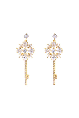 RHINESTONE WING TASSEL DROP EARRINGS