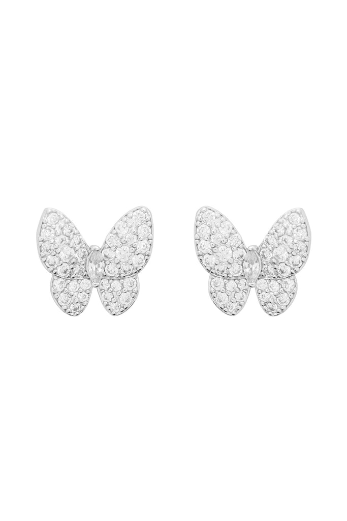 26893 - CUBIC ZIRCONIA PAVE BUTTERFLY STUD EARRINGS