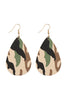 27044 - CAMOUFLAGE PRINTED TEARDROP HOOK EARRINGS