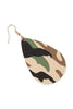 27044 - CAMOUFLAGE PRINTED TEARDROP HOOK EARRINGS