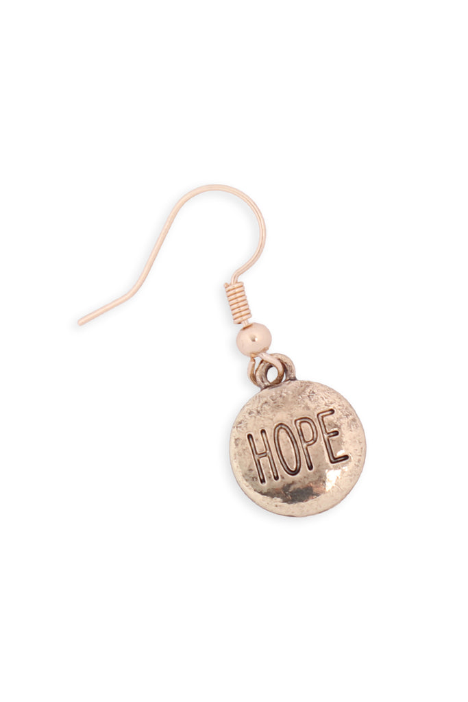 "HOPE" WORD ROUND FISH HOOK EARINGS