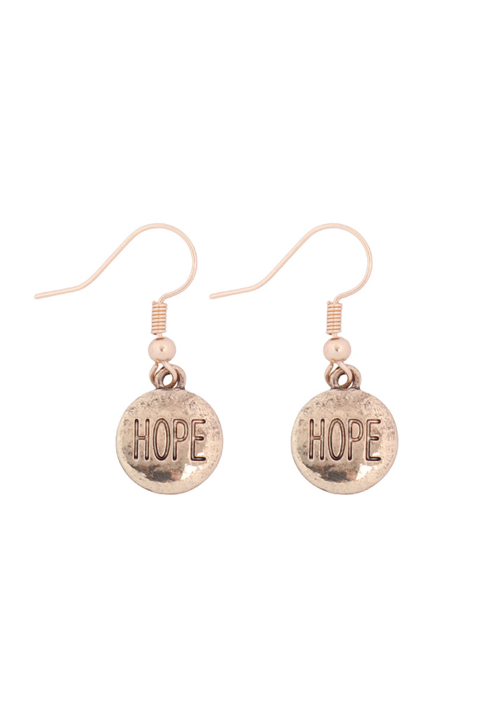 "HOPE" WORD ROUND FISH HOOK EARINGS