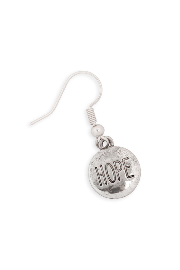 "HOPE" WORD ROUND FISH HOOK EARINGS