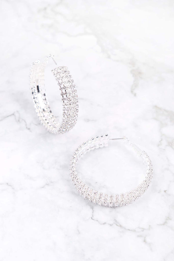 27317-45 - RHINESTONE FIVE-LINE HOOP EARRINGS