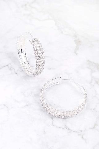 2 ROW RHINESTONE HUGGIE EARRINGS