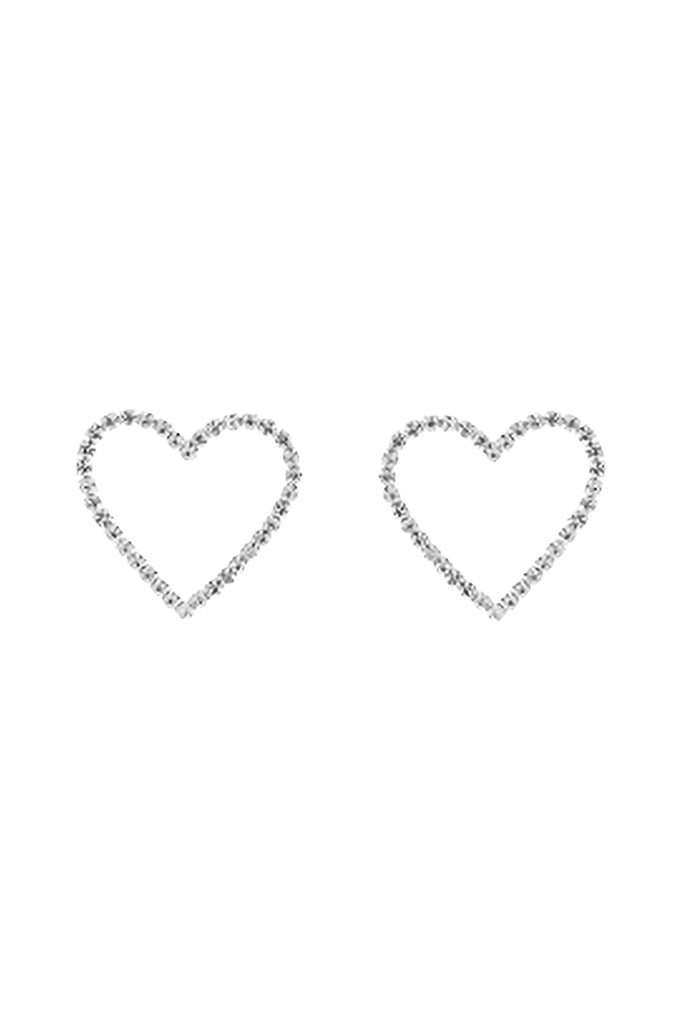 RHINESTONE OPEN HEART POST EARRINGS