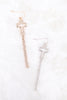 27339 - RHINESTONE PAVE CROSS DROP FISH HOOK EARRINGS