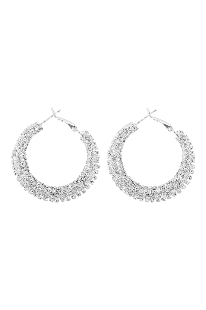 CRYSTAL WRAPPED RHINESTONE HOOP EARRINGS