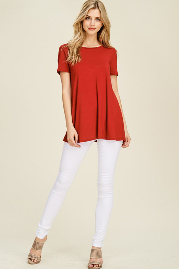 Short Sleeve Back Cut-Out Top