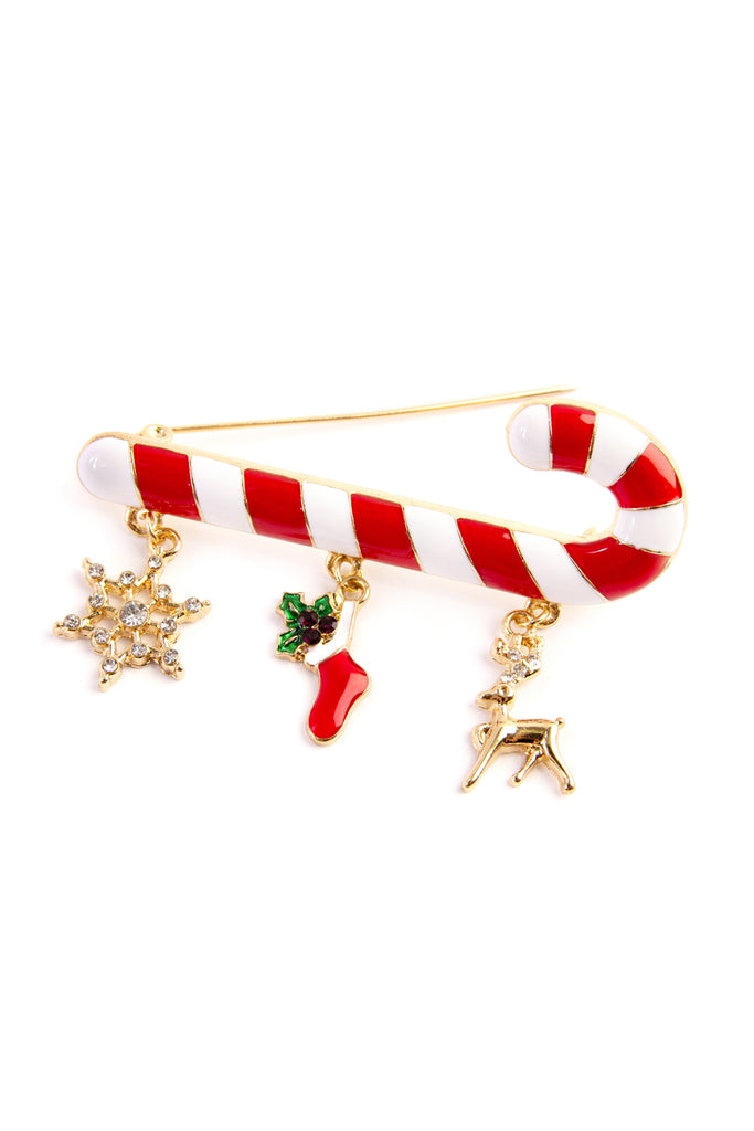 31342X-G - CANDY CANE CHRISTMAS DANGLE PIN