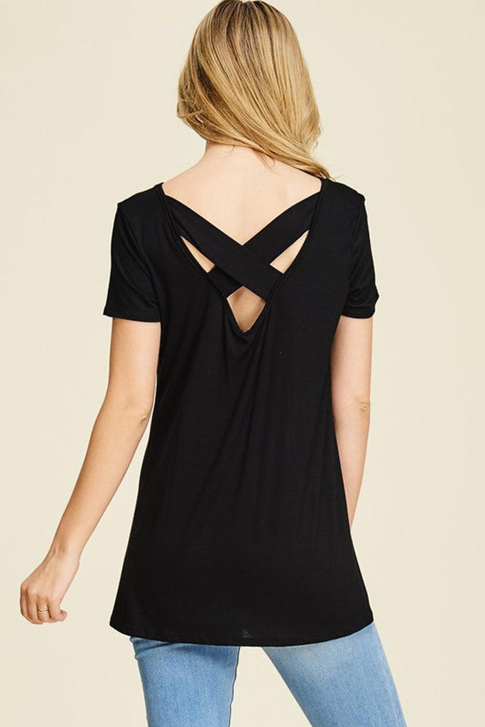 Short Sleeve Back Cut-Out Top