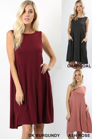 Sleeveles Flared Pocket Dress