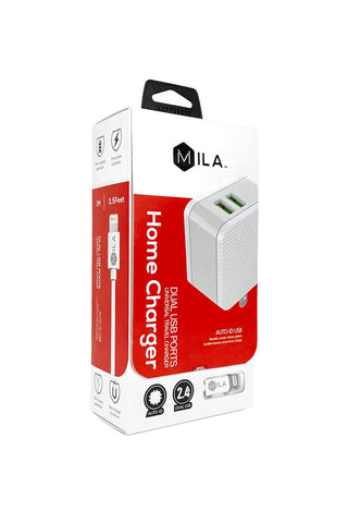 MILA|3.0A FAST CHARGE USB AND USB-C PORT CAR CHARGER WITH TYPE C TO LIGHTNING CABLE