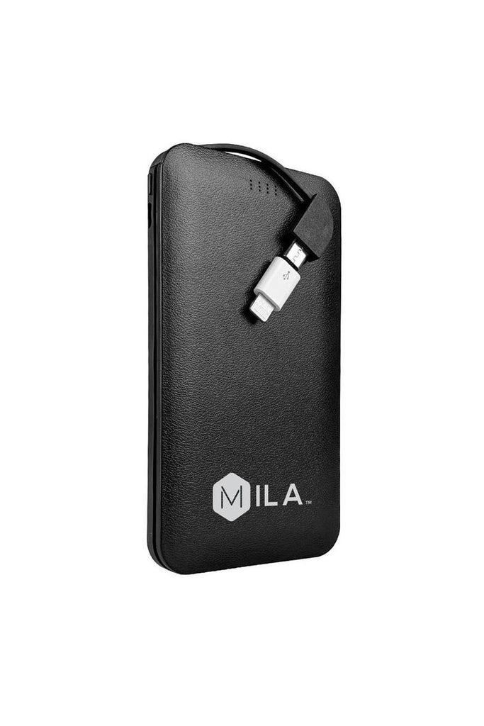 MILA /5,000mah SINGLE USB POWER BANK WITH BUILT IN MICRO CABLE AND LIGHTNING ADAPTER (ML371)