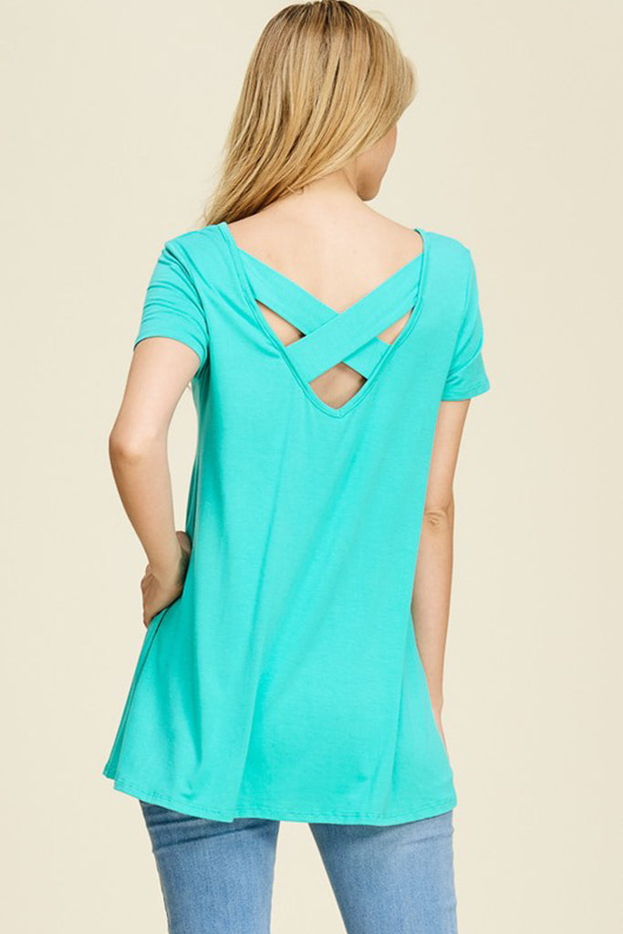 Short Sleeve Back Cut-Out Top