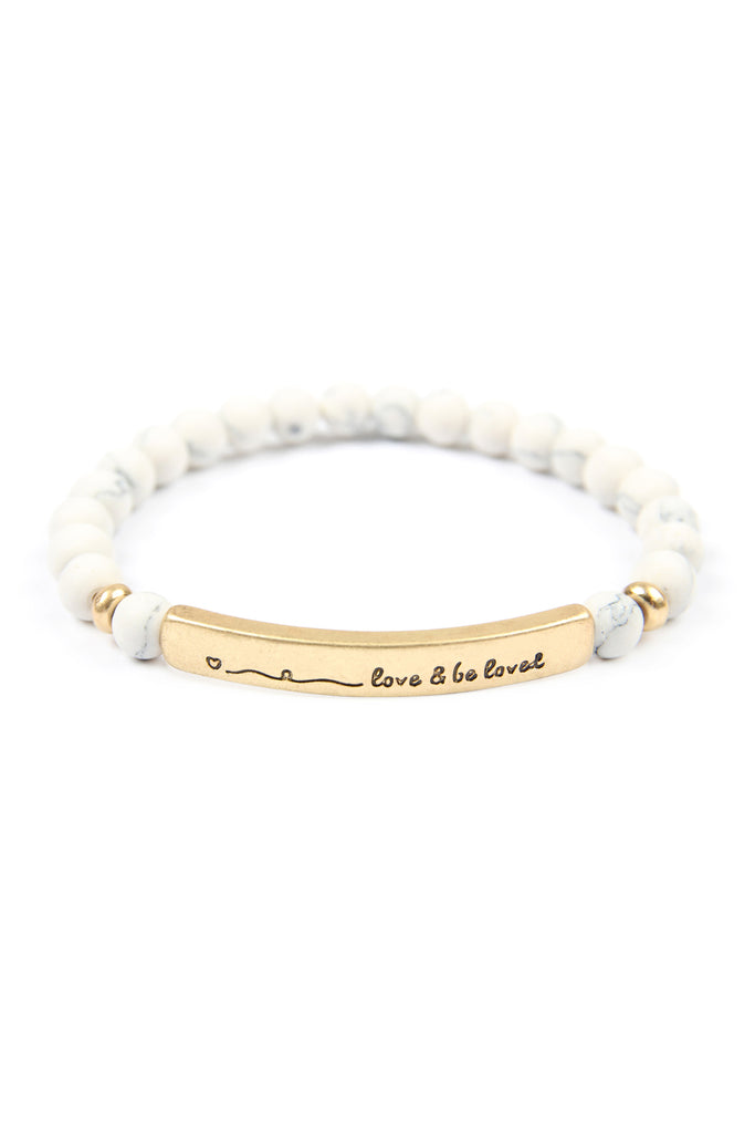 "LOVE AND BE LOVED" NATURAL STONE STRETCH BRACELET