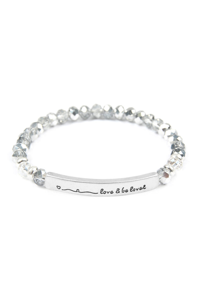 83595 - "LOVE AND BE LOVED" 6MM GLASS BEADS STRETCH BRACELET