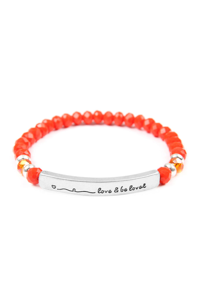 83595 - "LOVE AND BE LOVED" 6MM GLASS BEADS STRETCH BRACELET