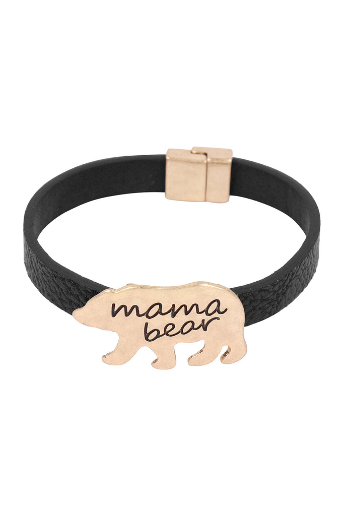 83978 - "MAMA BEAR" LEATHER MAGNETIC LOCK BRACELET