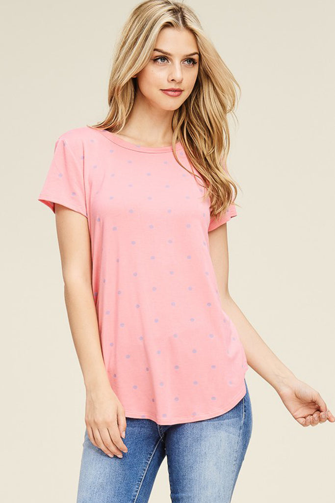 Relaxed Polka Dot Crew Neck Top