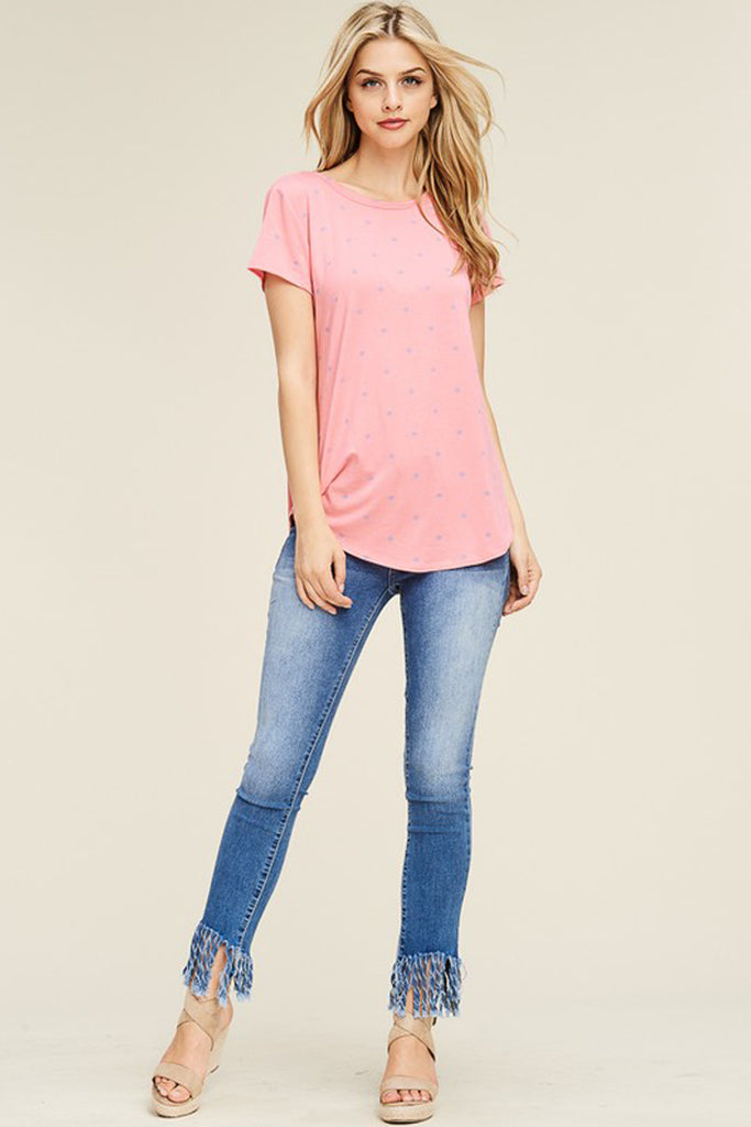 Relaxed Polka Dot Crew Neck Top