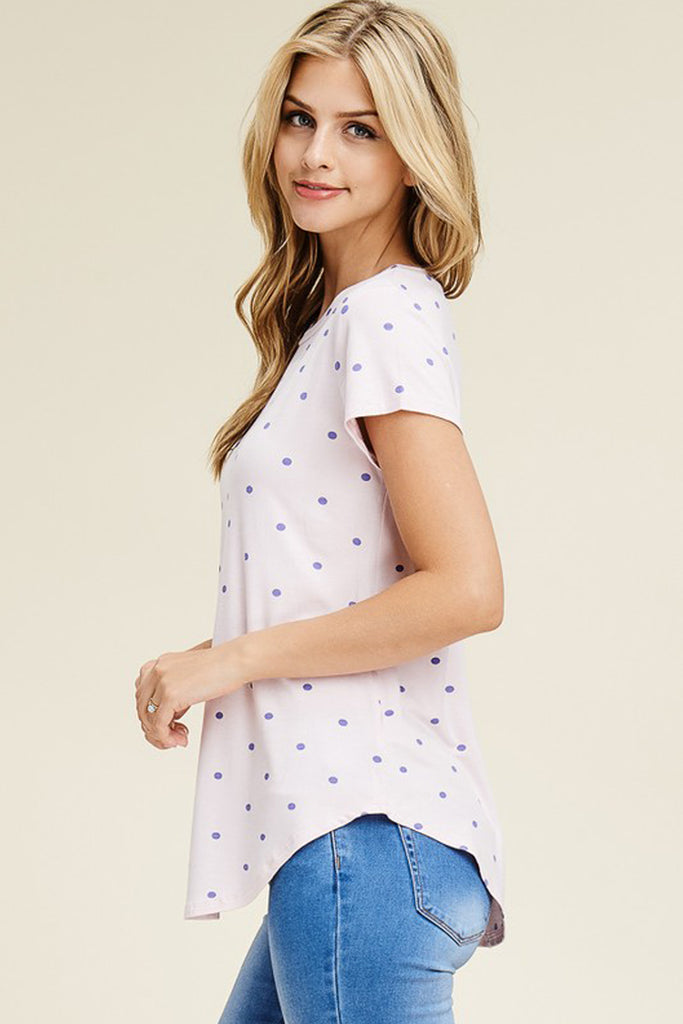 Relaxed Polka Dot Crew Neck Top