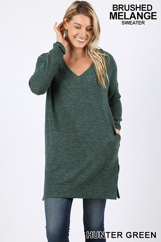 Long Sleeve Brushed Melange Sweater