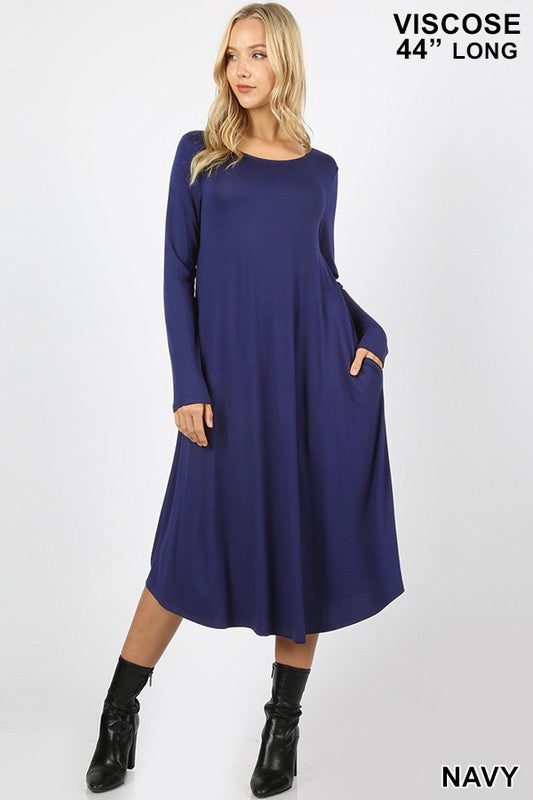 Viscose Long Sleeve Pocket Dress