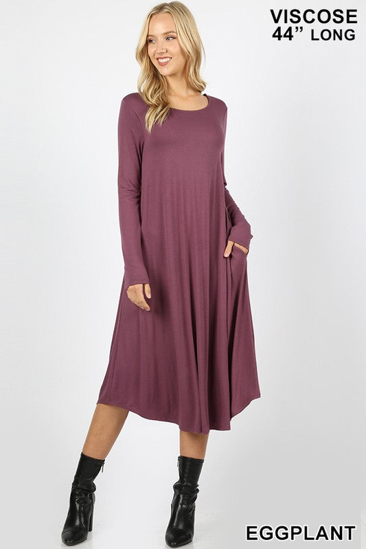 Viscose Long Sleeve Pocket Dress