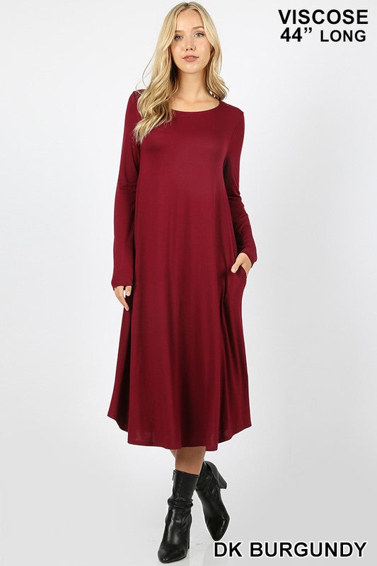 Viscose Long Sleeve Pocket Dress