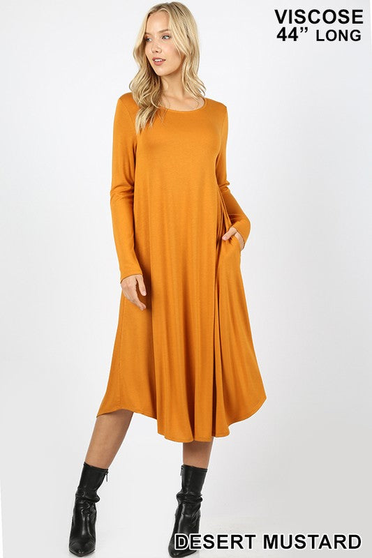 Viscose Long Sleeve Pocket Dress