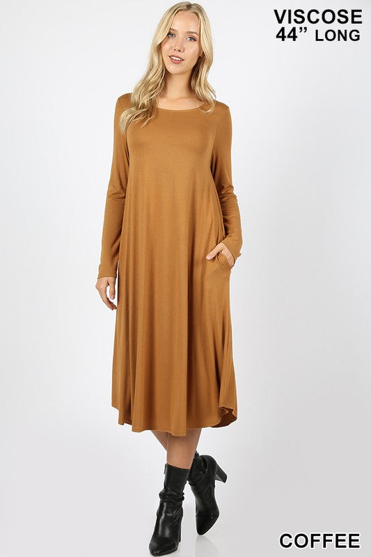 Viscose Long Sleeve Pocket Dress