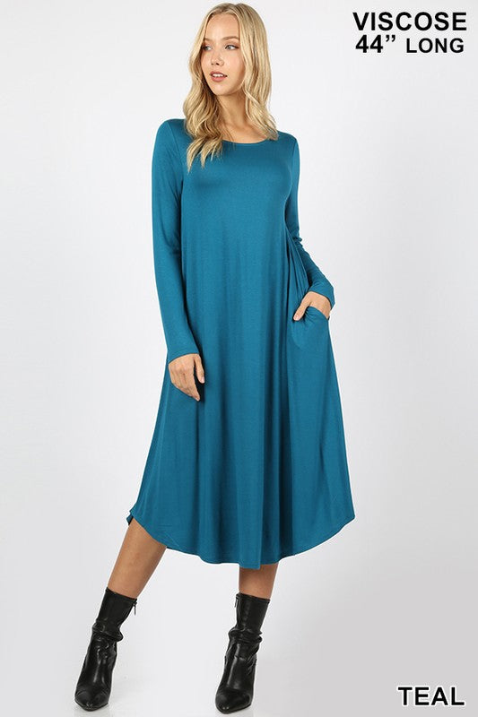 Viscose Long Sleeve Pocket Dress