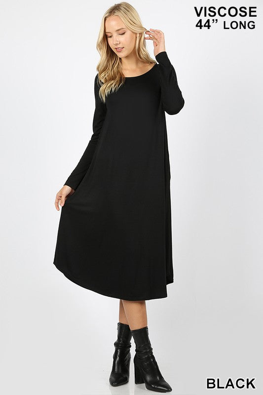 Viscose Long Sleeve Pocket Dress