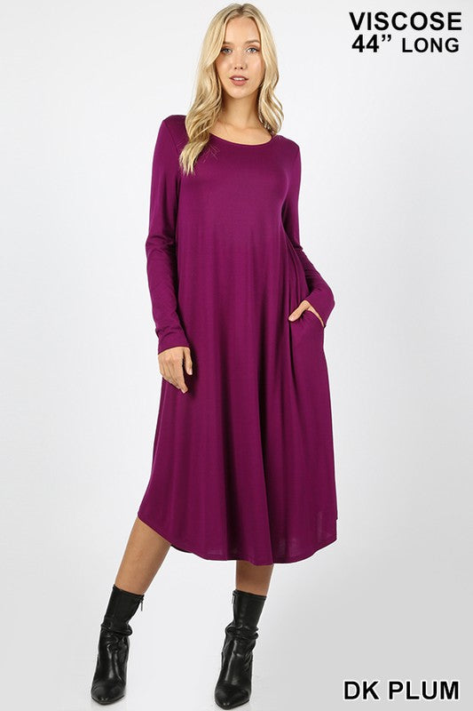 Viscose Long Sleeve Pocket Dress