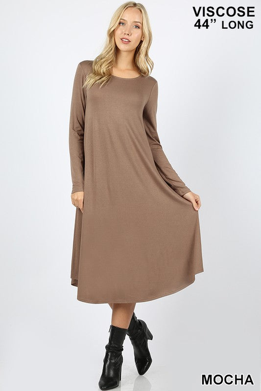 Viscose Long Sleeve Pocket Dress