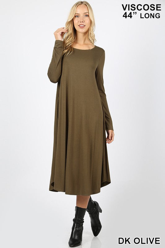 Viscose Long Sleeve Pocket Dress