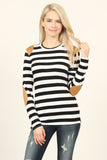 Suede Detail Striped Top