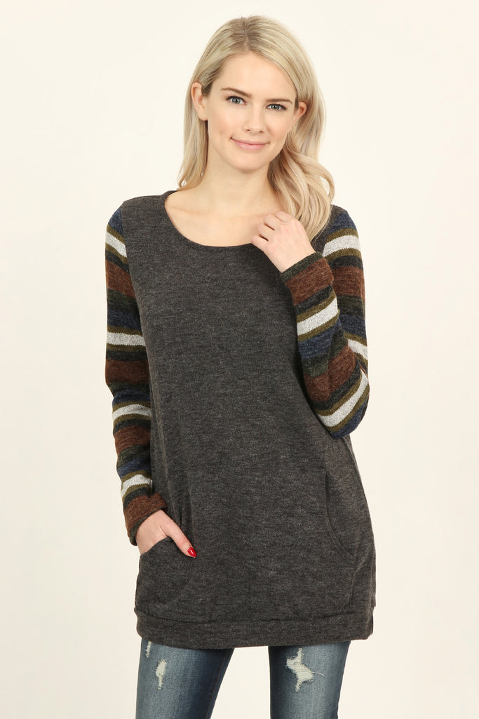 Multi Colored Sleeve Pocket Tunic