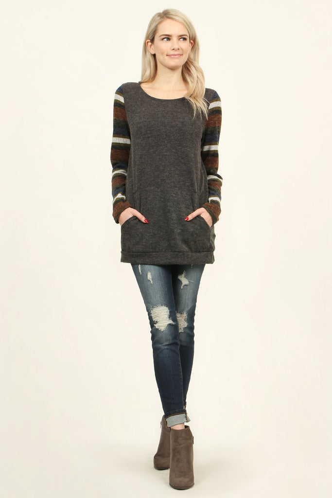 Multi Colored Sleeve Pocket Tunic