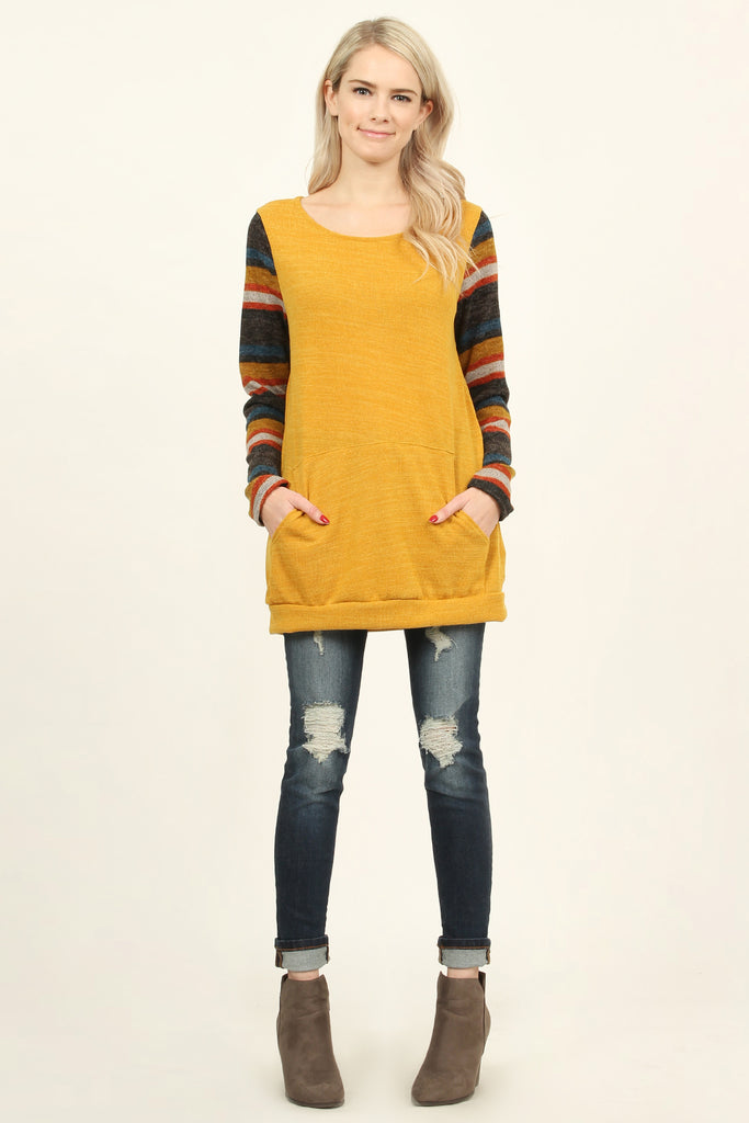 Multi Colored Sleeve Pocket Tunic