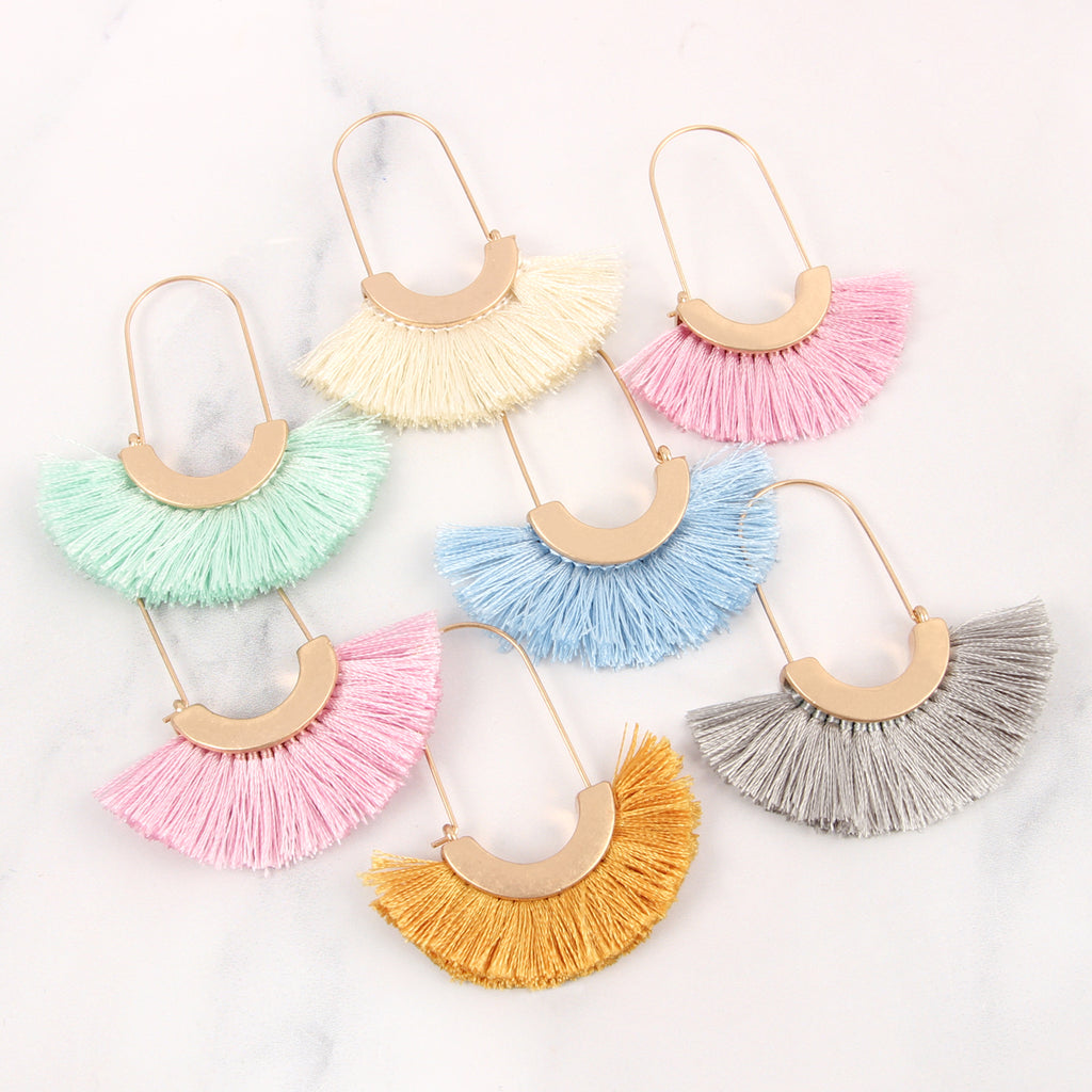 FRINGED FAN SHAPE EARRINGS