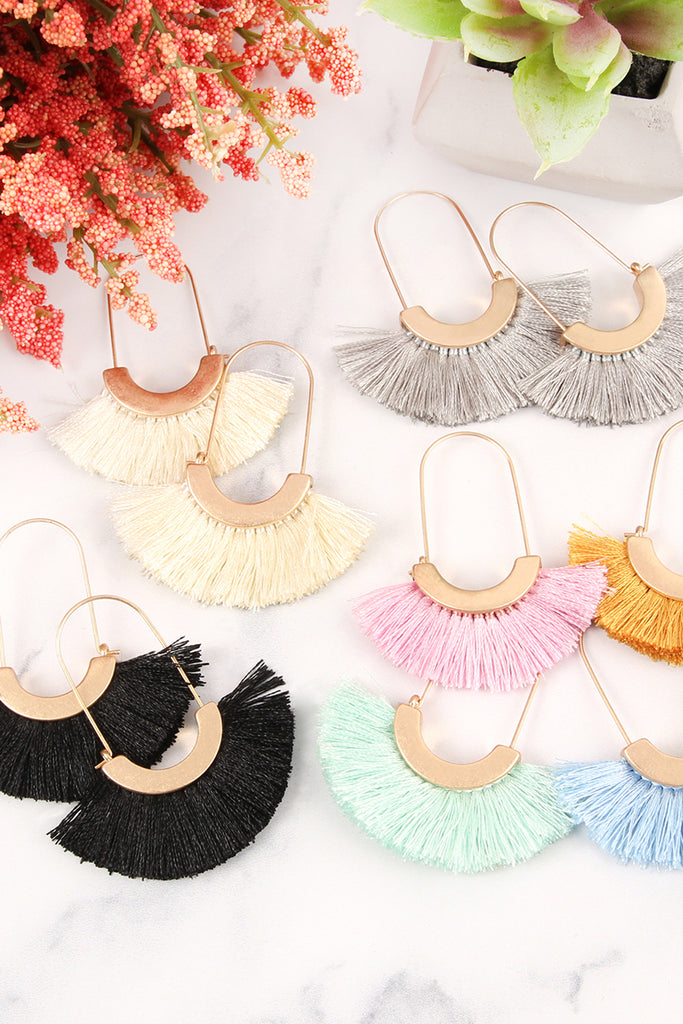 FRINGED FAN SHAPE EARRINGS