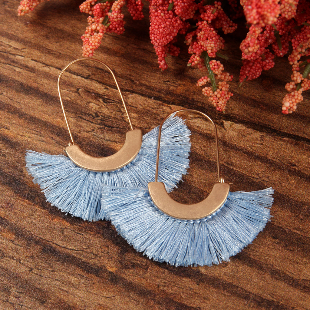 FRINGED FAN SHAPE EARRINGS