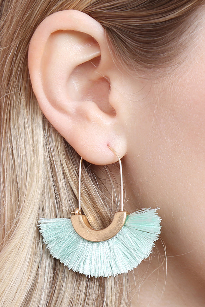 FRINGED FAN SHAPE EARRINGS