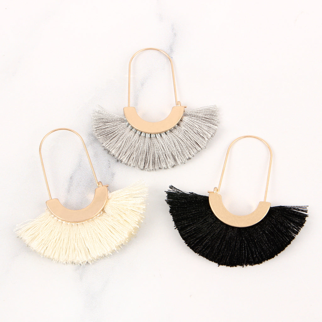 FRINGED FAN SHAPE EARRINGS